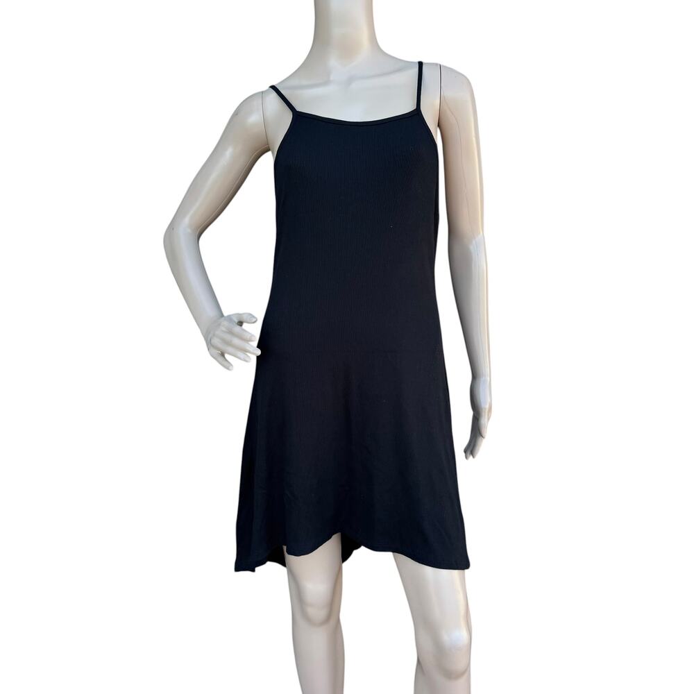 Full Tilt Black Ribbed High Low Slip Dress M